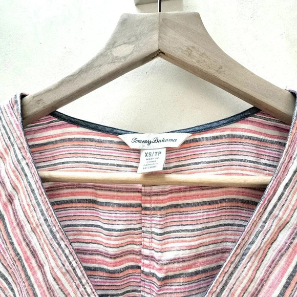 Tommy Bahama || 100% Linen Tropical Shift Dress Side Pockets XS - Picture 5 of 10